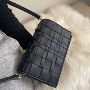 Black Hatched Crossbody Bag